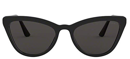 Prada Catwalk PR 01VS 1AB5S0 Black Plastic Cat-Eye Sunglasses Grey Lens