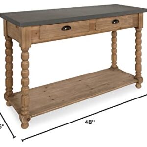 Kate and Laurel Rutledge Farmhouse Chic Two Drawer Console Table, Rustic Wood Base and Concrete Gray Top