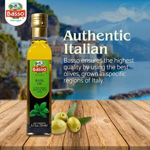 Basso, Garlic, Rosemary, Basil, Chili Pepper, 4 bottles x 8.5 fl.oz (250ml), Naturally Infused Flavored Extra Virgin Olive Oil for Dipping & Tasting, 4 pk Gift Set (Gift Box Included), All Natural, Great Corporate Gift,