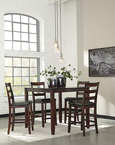 Signature Design by Ashley Coviar 5 Piece Counter Height Dining Set, Includes Table & 4 Barstools, Brown