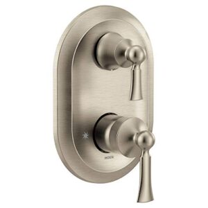moen ut5500bn wynford m-core 3-series 2-handle shower trim with integrated transfer, valve required, brushed nickel