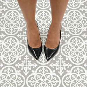 FloorPops FP2942 Medina Peel & Stick Floor Tiles, Grey