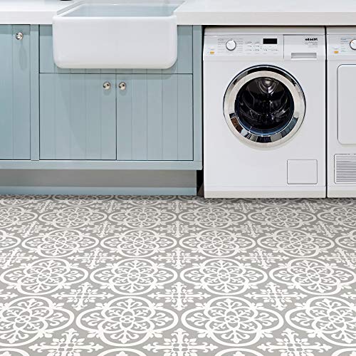 FloorPops FP2942 Medina Peel & Stick Floor Tiles, Grey