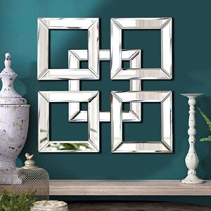 qmdecor square mirrored wall decor decorative mirror 12×12 inches modern fashion diy silver wall-mounted mirrors