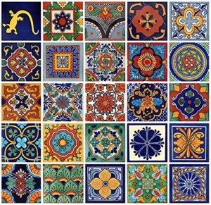color y tradicion 25 mexican tiles 4×4 handpainted hundred pieces different designs
