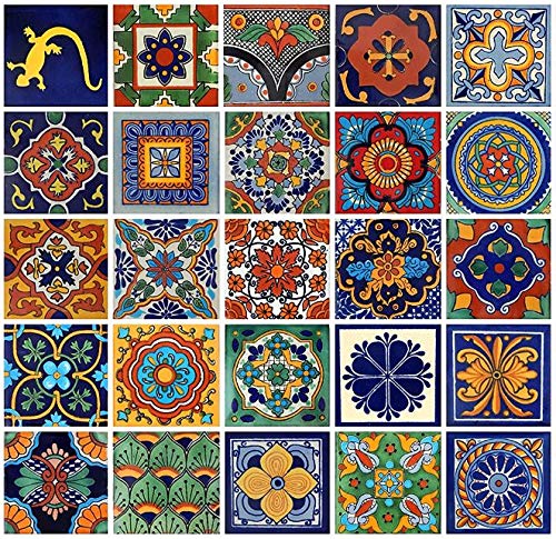 Color y Tradicion 25 Mexican Tiles 4x4 Handpainted Hundred Pieces Different Designs