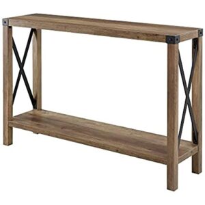 walker edison sedalia modern farmhouse metal x entry table, 46 inch, rustic oak