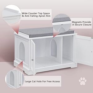 SweetGo Cat Washroom Storage Bench, Cat Litter Box Cover, Solid MDF Structure, Spacious Storage Space, Easy to Assemble, Suitable for Most Cat Litter Boxes