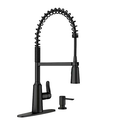 Moen Edwyn 87807BL Matte Black 1-Handle Deck-Mount Pull-Down Handle Kitchen Faucet (Deck Plate Included)