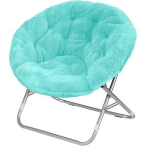 aqua wind blue foldable faux-fur saucer chair by mainstays