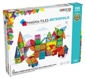 magna-tiles metropolis set, the original magnetic building tiles for creative open-ended play, educational toys for children ages 3 years + (110 pieces)2, multi-color,17.5 x 3 x 14 inches