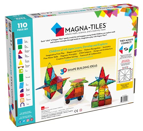 Magna-Tiles Metropolis Set, The Original Magnetic Building Tiles For Creative Open-Ended Play, Educational Toys For Children Ages 3 Years + (110 Pieces)2, Multi-color,17.5 x 3 x 14 inches