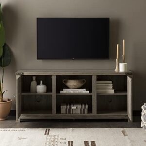 Walker Edison Georgetown Modern Farmhouse Double Barn Door TV Stand for TVs up to 65 Inches, 58 Inch, Grey