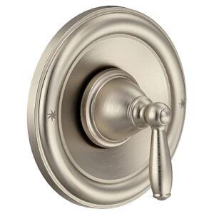 moen brantford brushed nickel pressure balancing traditional tub and shower trim kit, bathroom shower lever handle with escutcheon (posi-temp valve required), t2151bn
