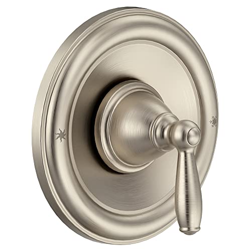 Moen Brantford Brushed Nickel Pressure Balancing Traditional Tub and Shower Trim Kit, Bathroom Shower Lever Handle with Escutcheon (Posi-Temp Valve Required), T2151BN