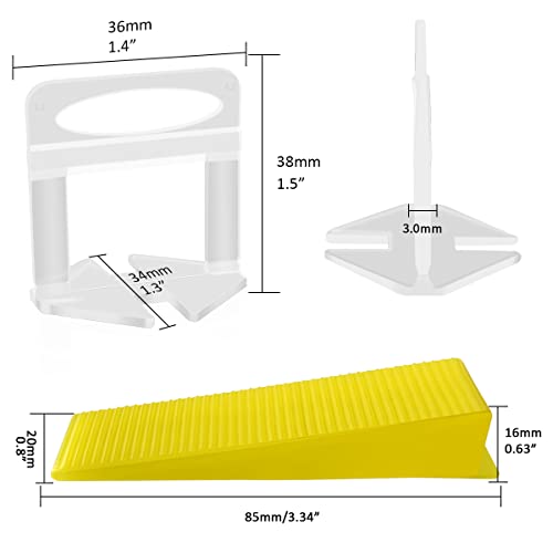 Tile Leveling System with Tile Plier - 300-Piece Tile Spacers Clips and 100-Piece Reusable Wedges - Tile Tools Set for Stone Installation (1/8 Inch Tile Spacers)