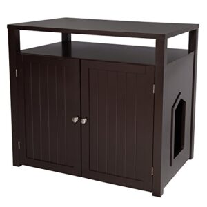 arf pets cat litter box enclosure, large cat house furniture with table, designed to fit large litter boxes