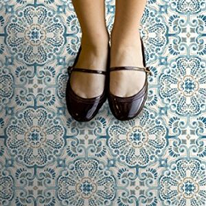 FloorPops FP2477 Fontaine Peel & Stick Floor Tiles, Blue