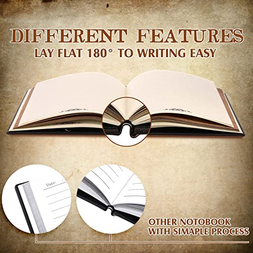 4 Sets Embossed Leather Journal Writing Notebooks with Diamond Pens, Antique Handmade Vintage Travel Diary Daily Sketchbook, 3D Phoenix Elephant Life Tree Pattern A5 Notepad Present for Women Men