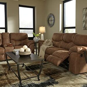 Signature Design by Ashley Boxberg Oversized Faux Leather Manual Pull Tab Reclining Sofa, Brown