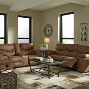 Signature Design by Ashley Boxberg Oversized Faux Leather Manual Pull Tab Reclining Sofa, Brown