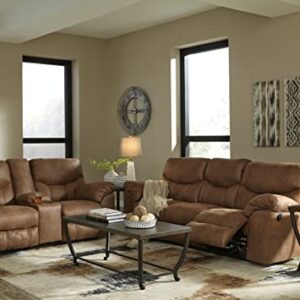 Signature Design by Ashley Boxberg Oversized Faux Leather Manual Pull Tab Reclining Sofa, Brown