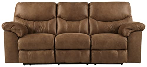 Signature Design by Ashley Boxberg Oversized Faux Leather Manual Pull Tab Reclining Sofa, Brown