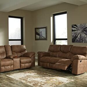 Signature Design by Ashley Boxberg Oversized Faux Leather Manual Pull Tab Reclining Sofa, Brown