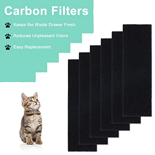 TOYMIS 6 Pack Activated Charcoal Filters, Carbon Filters Powerful Heavy Duty Dense Litter Robot Accessories Litter Box Filter Absorb Odors Control Damp for Litter-Robot Cat Litter Box