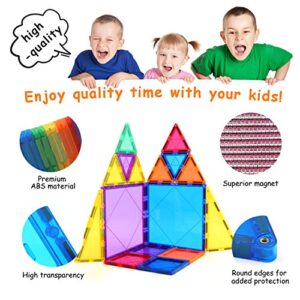 Children Hub 100pcs Magnetic Tiles Set - Educational 3D Magnet Building Blocks - Building Construction Toys for Kids - Upgraded Version with Strong Magnets - Creativity, Imagination, Inspiration