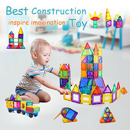 Children Hub 100pcs Magnetic Tiles Set - Educational 3D Magnet Building Blocks - Building Construction Toys for Kids - Upgraded Version with Strong Magnets - Creativity, Imagination, Inspiration