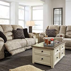 Signature Design by Ashley Bolanburg Farmhouse Chair Side End Table with Outlets and USB Ports, Antique Cream & Brown