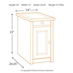 Signature Design by Ashley Bolanburg Farmhouse Chair Side End Table with Outlets and USB Ports, Antique Cream & Brown