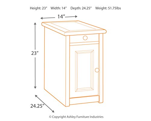 Signature Design by Ashley Bolanburg Farmhouse Chair Side End Table with Outlets and USB Ports, Antique Cream & Brown