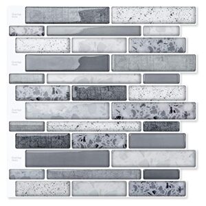 art3d peel and stick brick kitchen backsplash self-adhesive wall tile stone design, 10 sheets (grey)