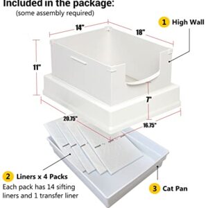 SpeedySift V2 Deluxe Cat Litter Box Starter Kit, Includes 56ct Disposable Sifting Liners, White