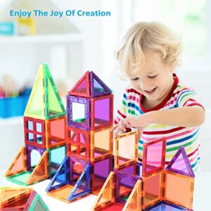 PLUMIA Magnetic Tiles for Kids 3D Magnet Building Tiles Set STEM Learning Toys Magnetic Toys Gift for 3+ Year Old Boys and Girls