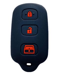 rpkey silicone keyless entry remote control key fob cover case protector replacement fit for 1999-2009 toyota 4runner 2001-2008 toyota sequoia hyq12bbx hyq12ban hyq1512y black red button