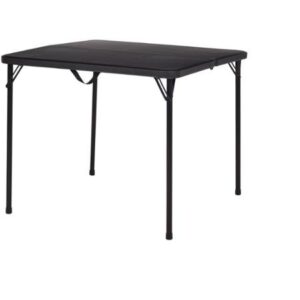 mainstays 34″ square fold-in-half table, black, folds for easy storage