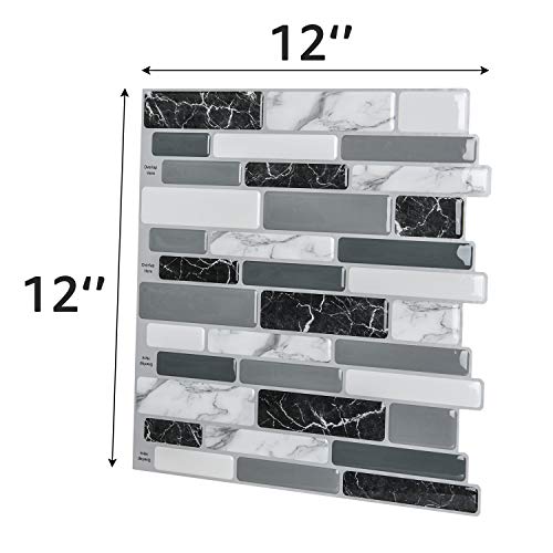 Art3d Peel and Stick Wall Tile for Kitchen Backsplash, 12"x12", (10 Tiles)