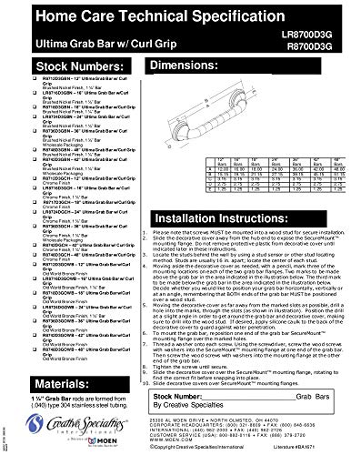 Moen LR8724D3GBN Home Care 24-Inch Grab Bar, Brushed Nickel