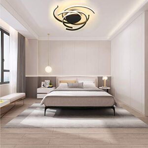 Phlilqe Modern LED Ceiling Light Dimmable Chandelier Living Room Kitchen with Remote Control Hanging Lamp, Dining Room Flush Mount Acrylic Chic Ceiling Chandeliers Lighting for Bedroom (Black, 22")