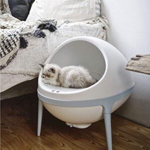 HONGFEISHANGMAO Cat Box Creative Cat Toilet Large Litter Box, Semi-Enclosed Litter Box, Cat Potty, Cat Supplies Cat Litter Pan (Blue) Cat Furniture (Color : Gray)