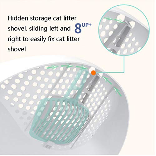 HONGFEISHANGMAO Cat Box Creative Cat Toilet Large Litter Box, Semi-Enclosed Litter Box, Cat Potty, Cat Supplies Cat Litter Pan (Blue) Cat Furniture (Color : Gray)