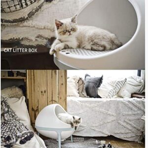 HONGFEISHANGMAO Cat Box Creative Cat Toilet Large Litter Box, Semi-Enclosed Litter Box, Cat Potty, Cat Supplies Cat Litter Pan (Blue) Cat Furniture (Color : Gray)