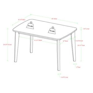 Walker Edison Mid Century Modern Wood Table Dining Room Kitchen Set Dining Chairs, 60 Inch, 6 Person , White and Natural