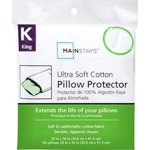 Mainstay Ultra-Soft Cotton Zippered Pillow Protector, King