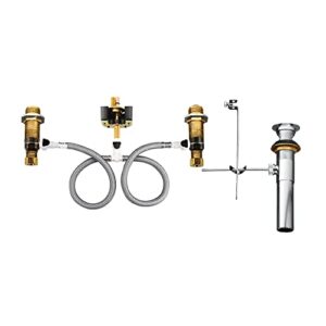 moen brass widespread bathroom sink faucet rough-in valve with drain assembly, featuring m-pact technology, 9000