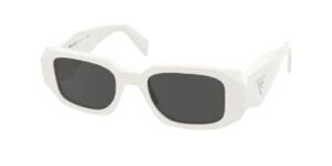 prada pr17ws 1425s0 49mm talc/dark grey rectangle sunglasses for women + bundle with designer iwear complimentary eyewear kit