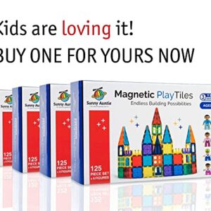 Magnetic Tiles 125 PCS + 4 FIGURES, Magnetic Tiles for Kids, Toy for 3 4 5 6 7 Year Old Boys & Girls, Educational Construction STEM Toy, Magnetic Tiles Building Set, Great Gift for Kids Aged 3-8